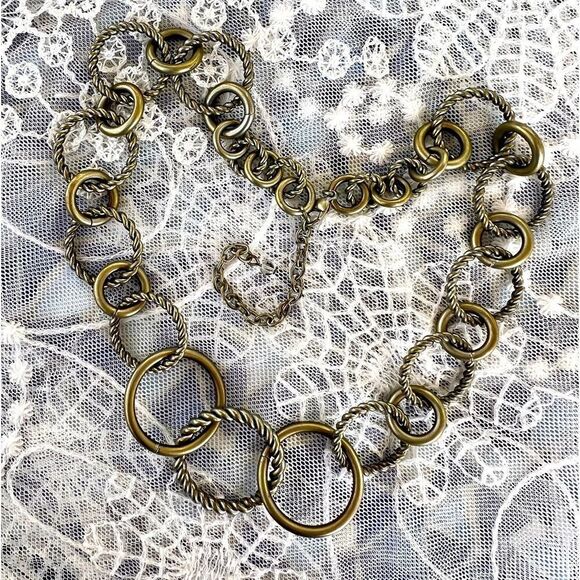 Textured Circles Brushed Gold Choker Necklace - Picture 10 of 10